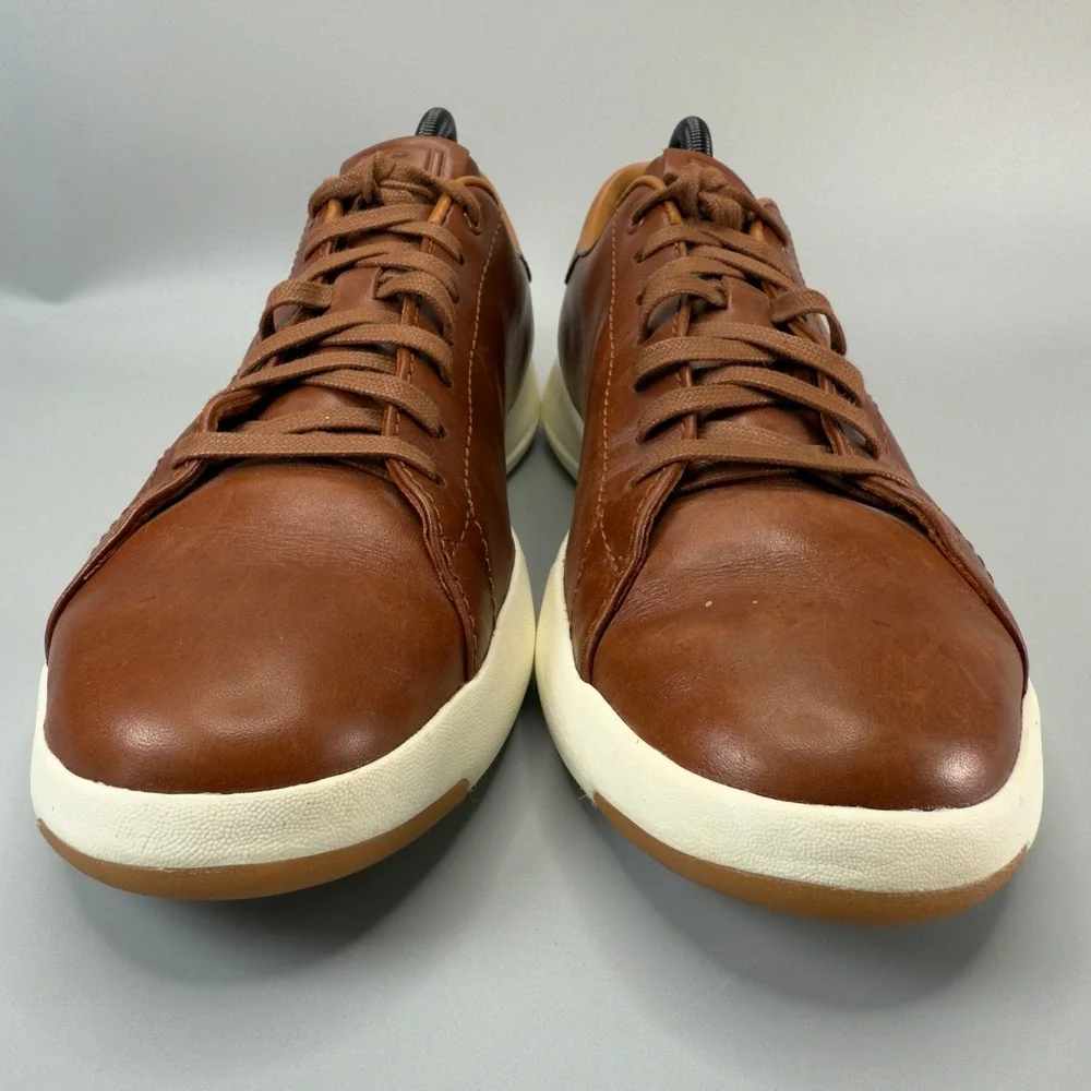 Cole Haan GrandPro Tennis Sneaker Mens 8 M Casual Dress Shoe Brown White Leather